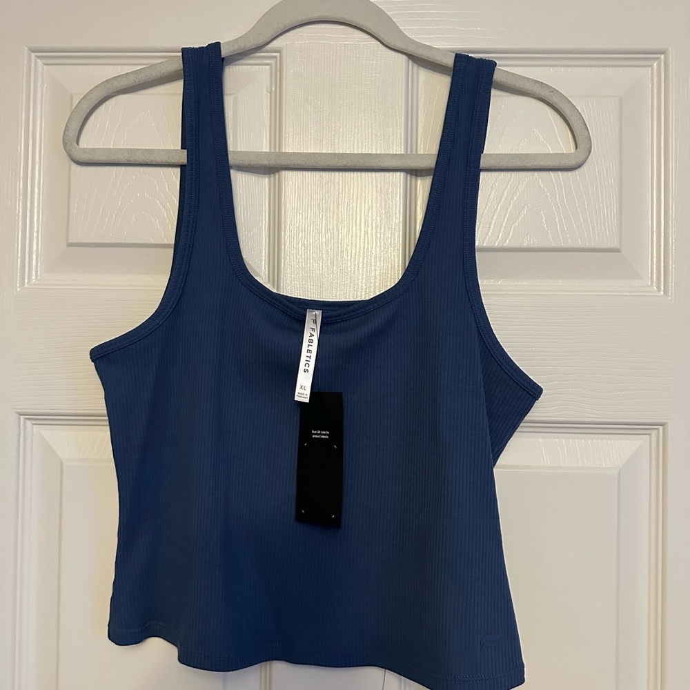 Fabletics Cropped Blue Ribbed Top - Picture 4 of 5